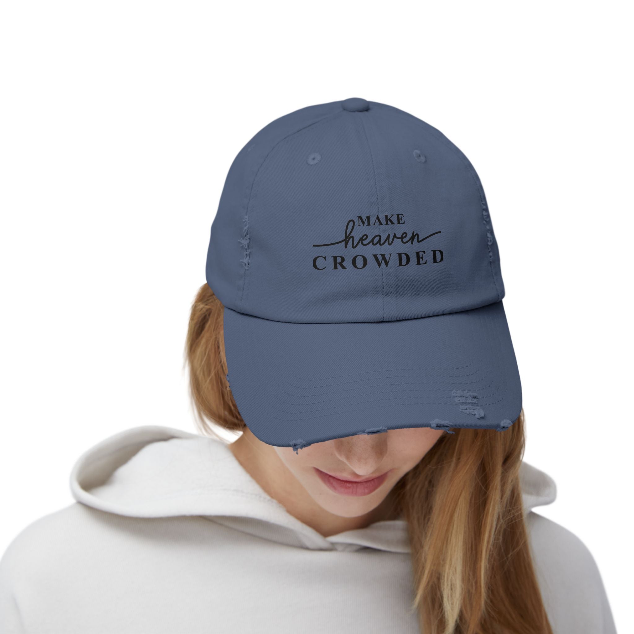 Distressed "Make Heaven Crowded" baseball cap