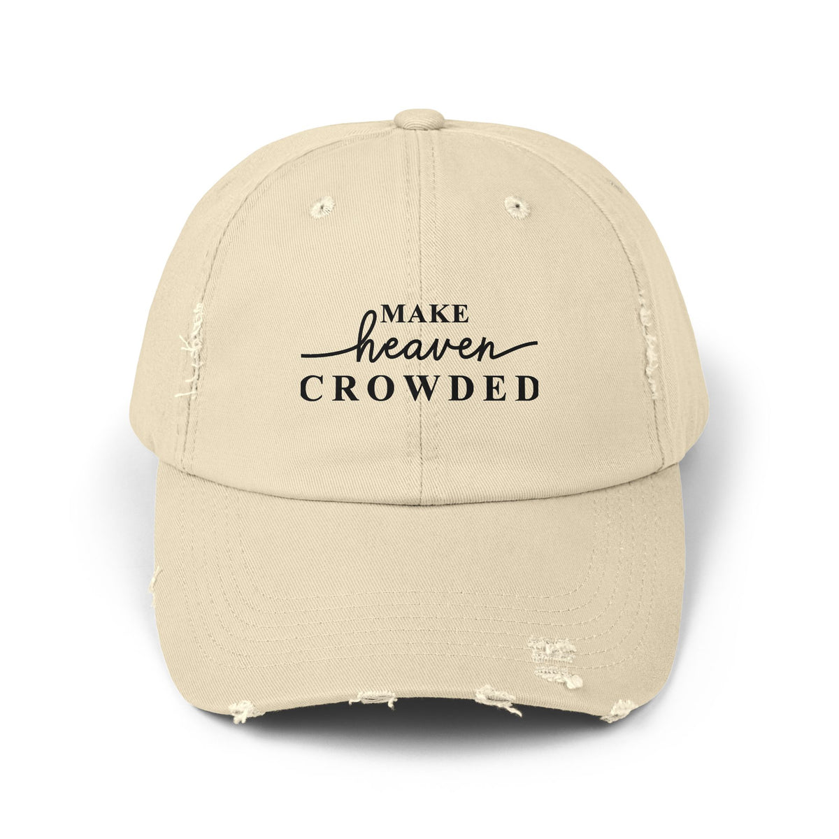 Distressed "Make Heaven Crowded" baseball cap