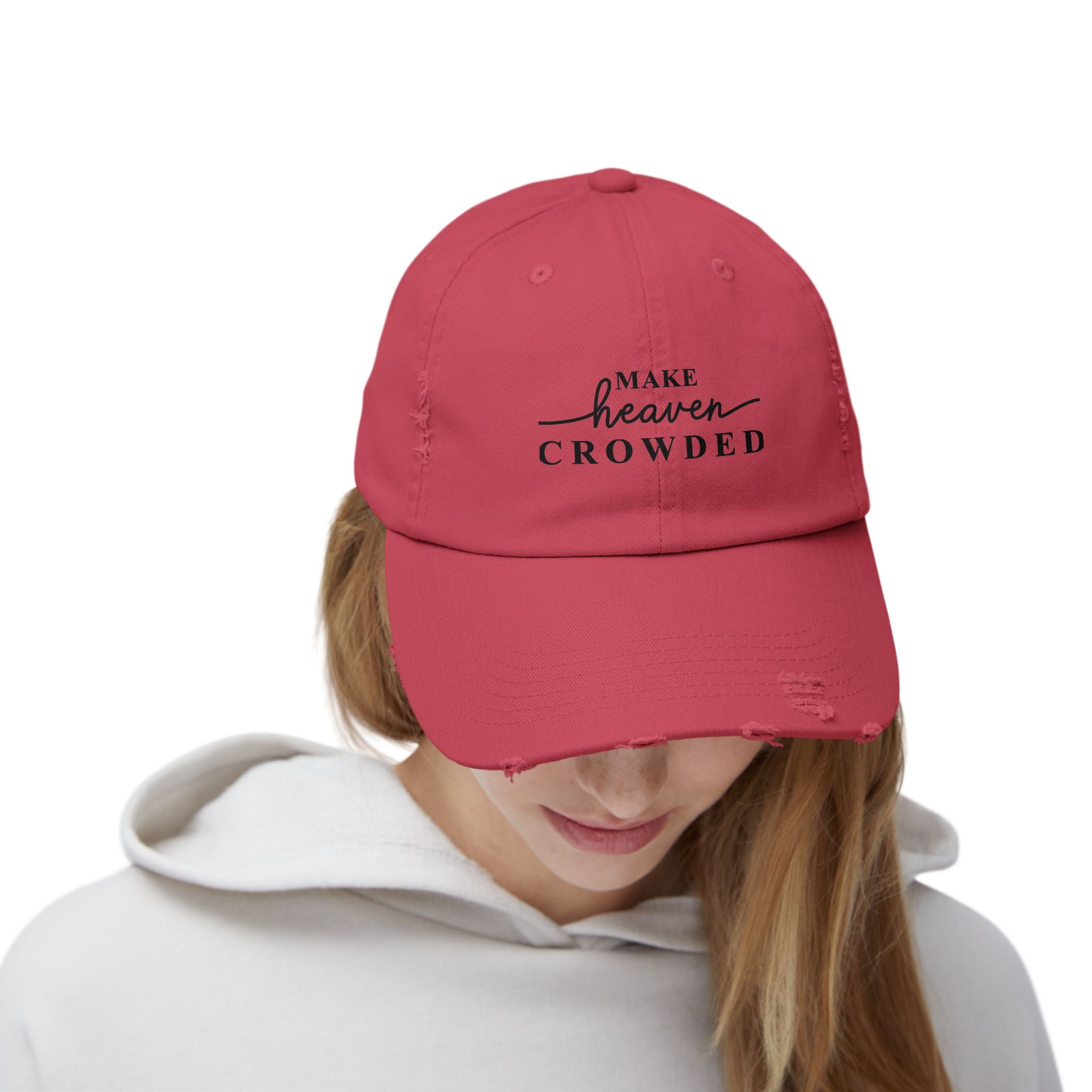 Distressed "Make Heaven Crowded" baseball cap