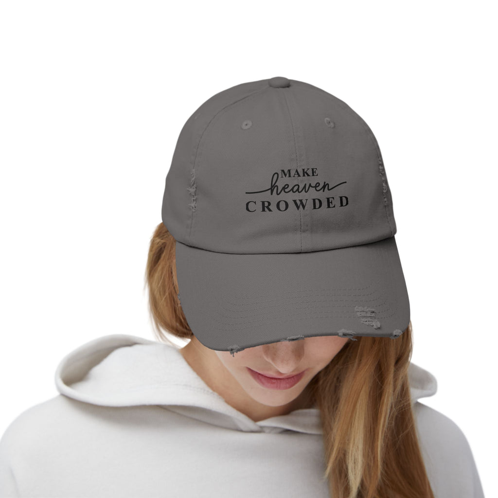 Distressed "Make Heaven Crowded" baseball cap