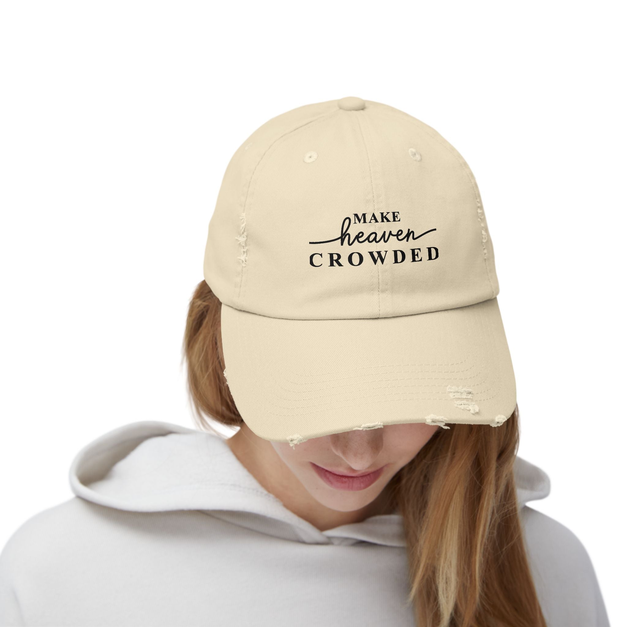 Distressed "Make Heaven Crowded" baseball cap