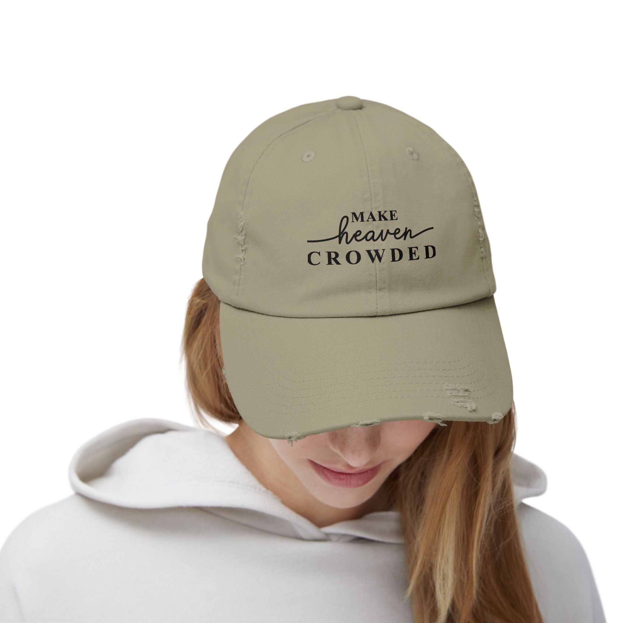 Distressed "Make Heaven Crowded" baseball cap